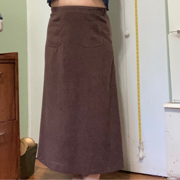 DENIM & CO Maxi Skirt Front Pockets Brown Womens Medium - Picture 3 of 8